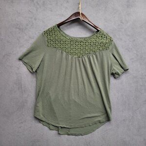 Old Navy‎ Women's Green Whimsical Crochet Trim Top Size XL